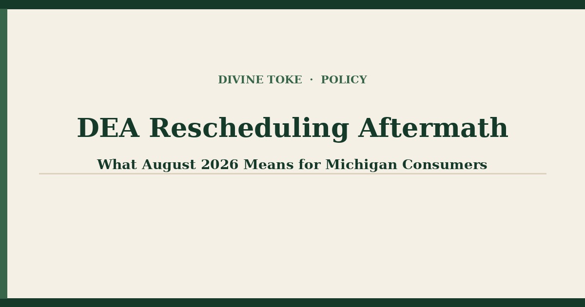 DEA Rescheduling Aftermath: What August 2026 Means for Michigan Consumers
