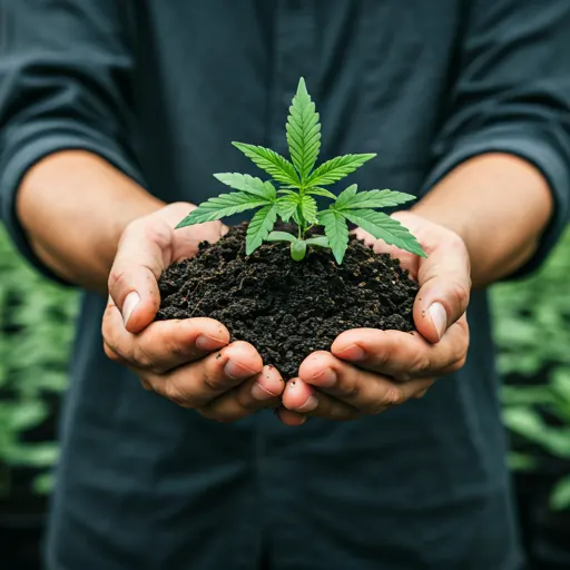 Hands holding living soil from Divine Toke's regenerative Detroit farm